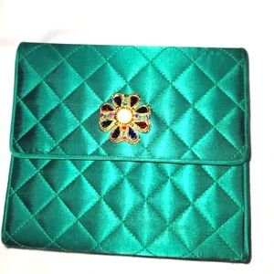 Carla Marchi green bag with multi color stones medallion